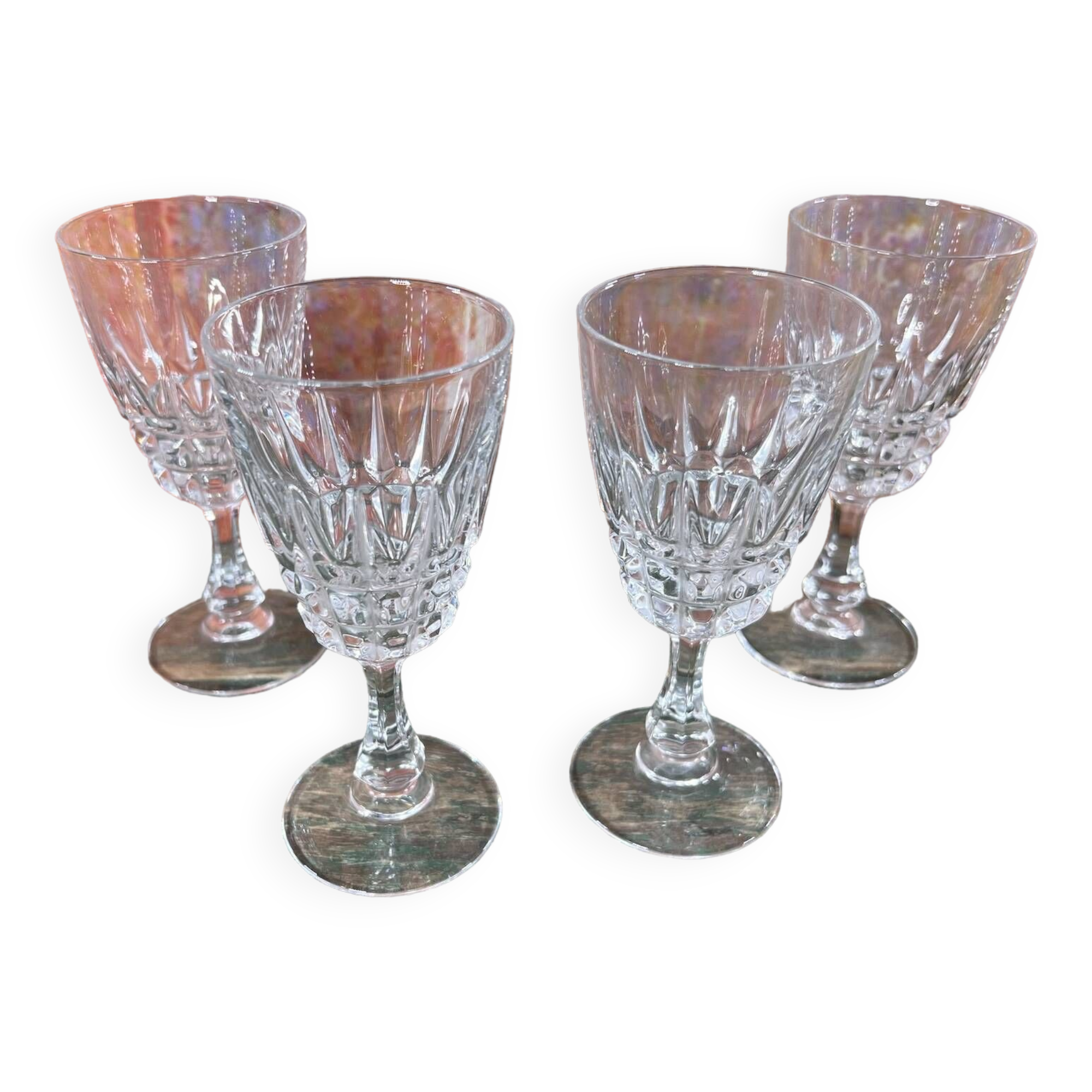 Set of 4 Cristal d'Arques Pompadour wine glasses height 13cm