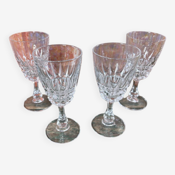 Set of 4 Cristal d'Arques Pompadour wine glasses height 13cm