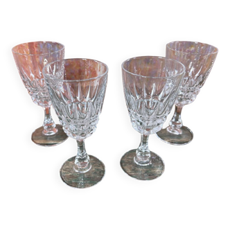 Set of 4 Cristal d'Arques Pompadour wine glasses height 13cm