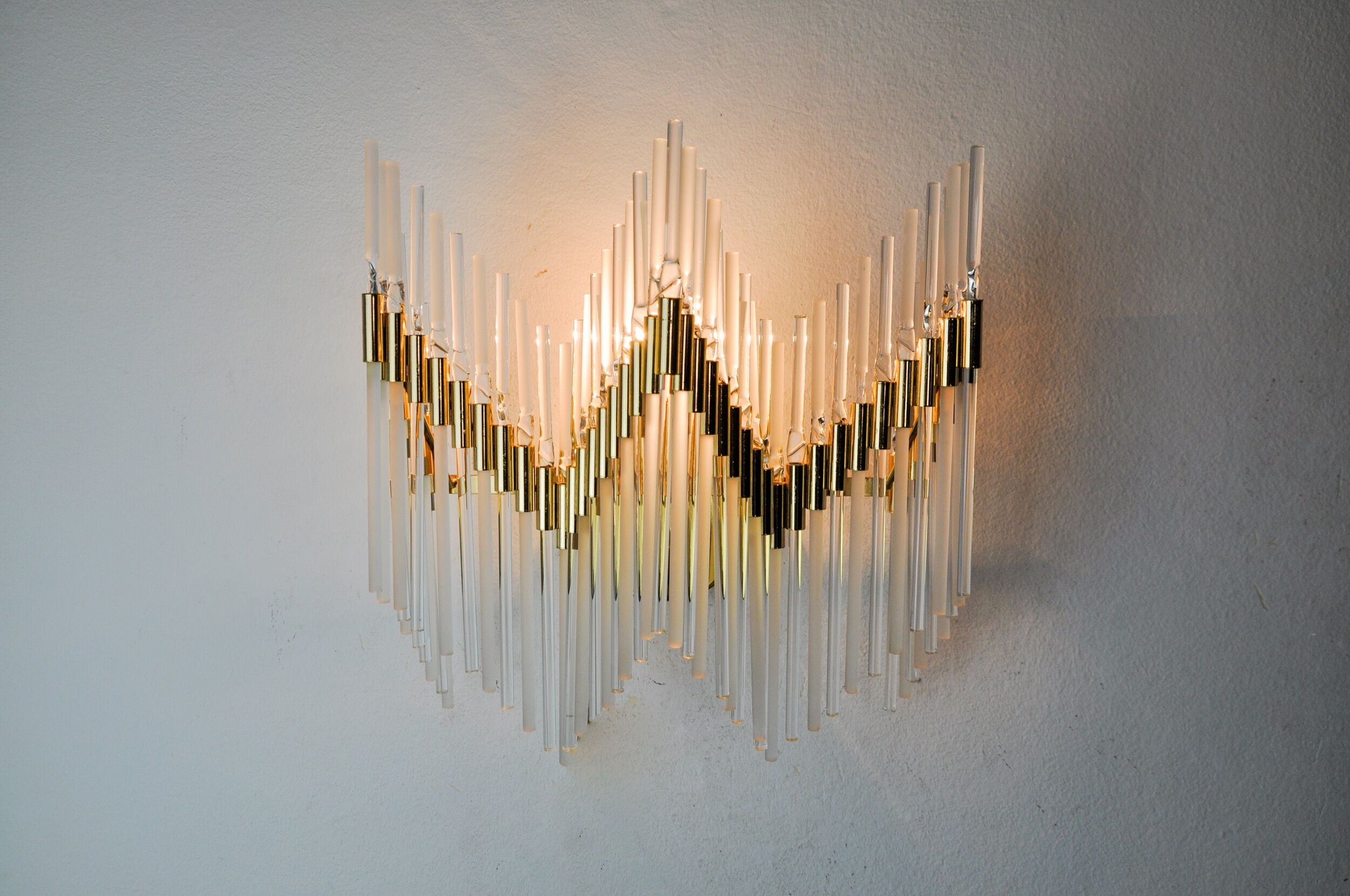 Venini wall lamp, tubular crystals, Italy, 1970