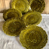 6 old Sarreguemines slip plates