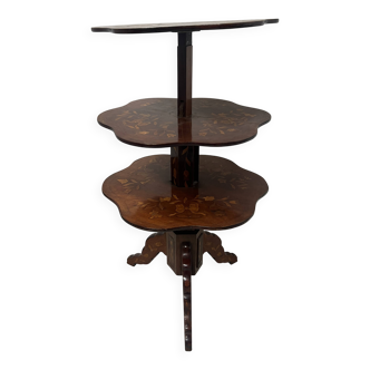 Silent servant with three inlaid trays, 19th century.