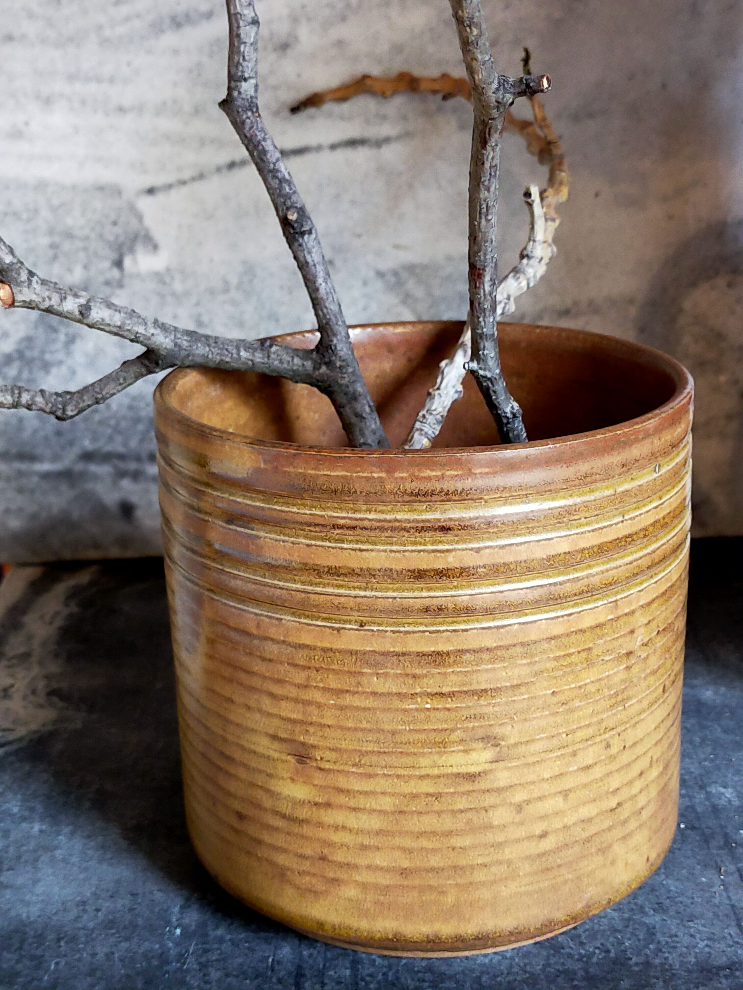 Vintage vase in enamelled sandstone