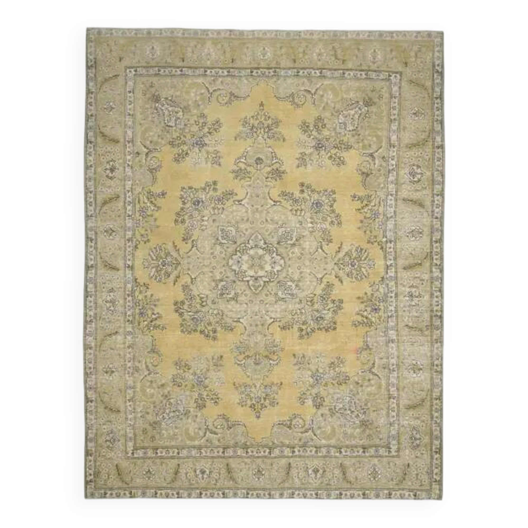 1970s Turkish Hand-Knotted Wool Cotton Orange Area Rug 293x381