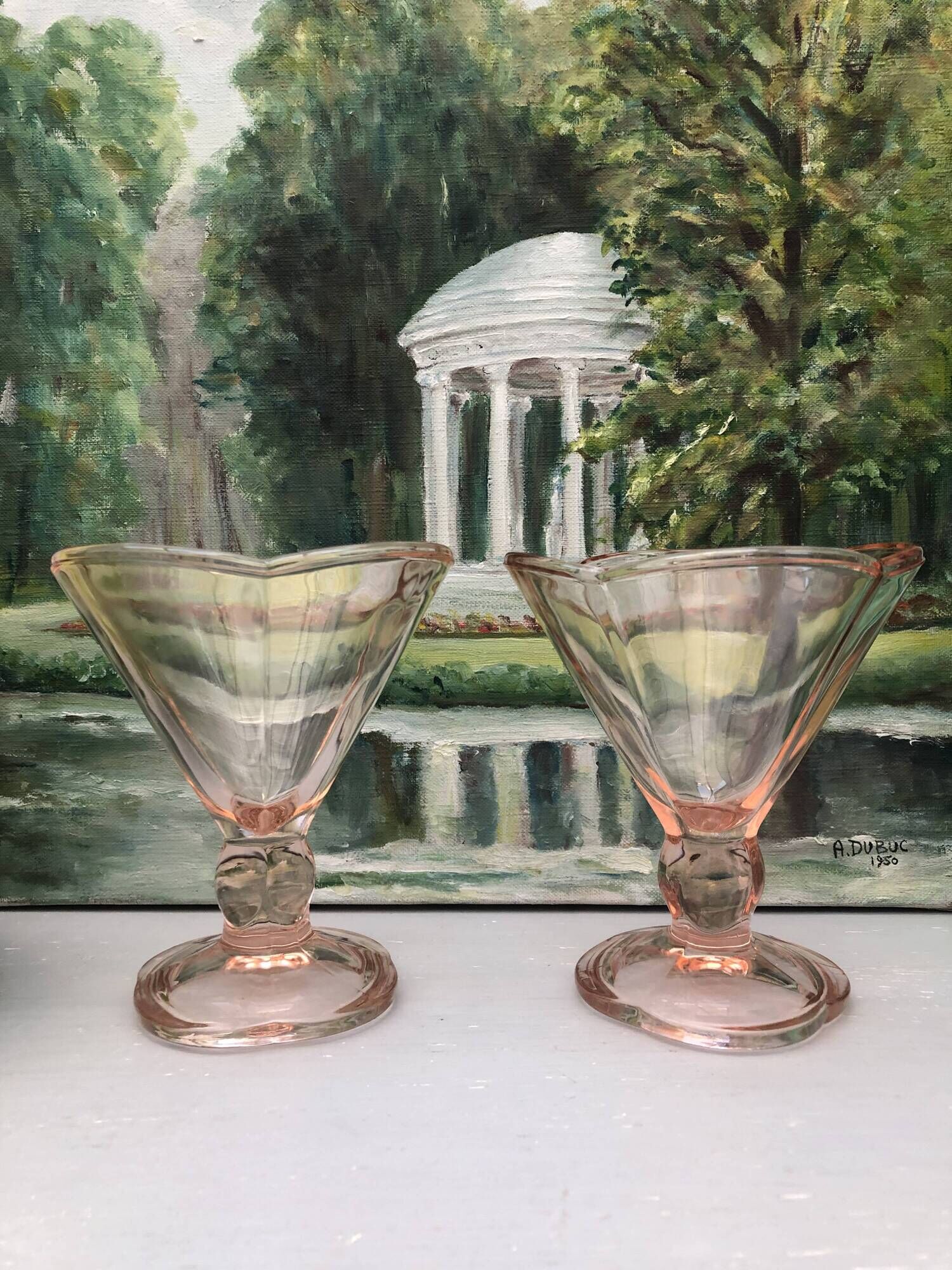 Set of 4 large ice cream bowls color rosaline vintage Italy