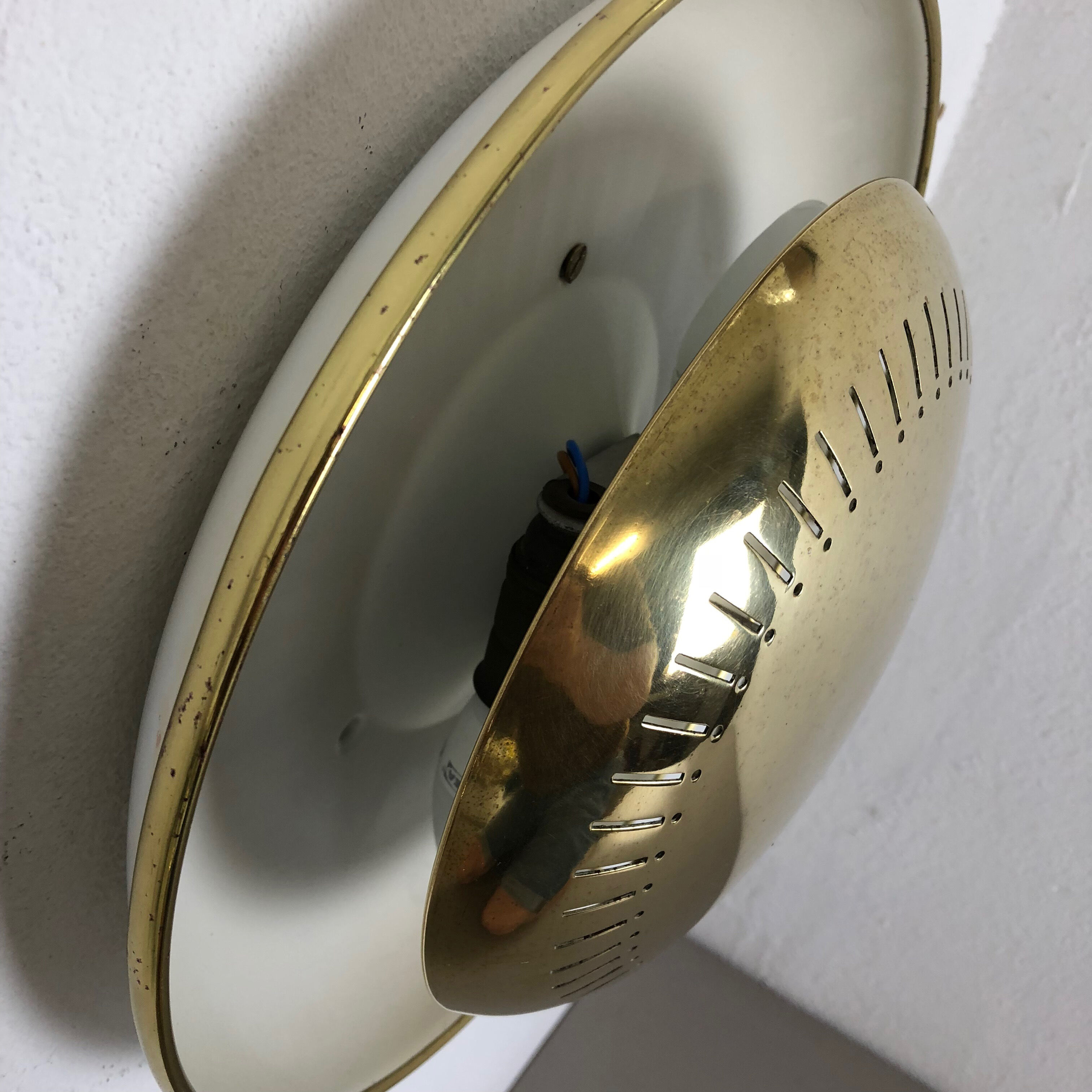 Set of two modernist brass metal sconces wall light, italy, 1950s