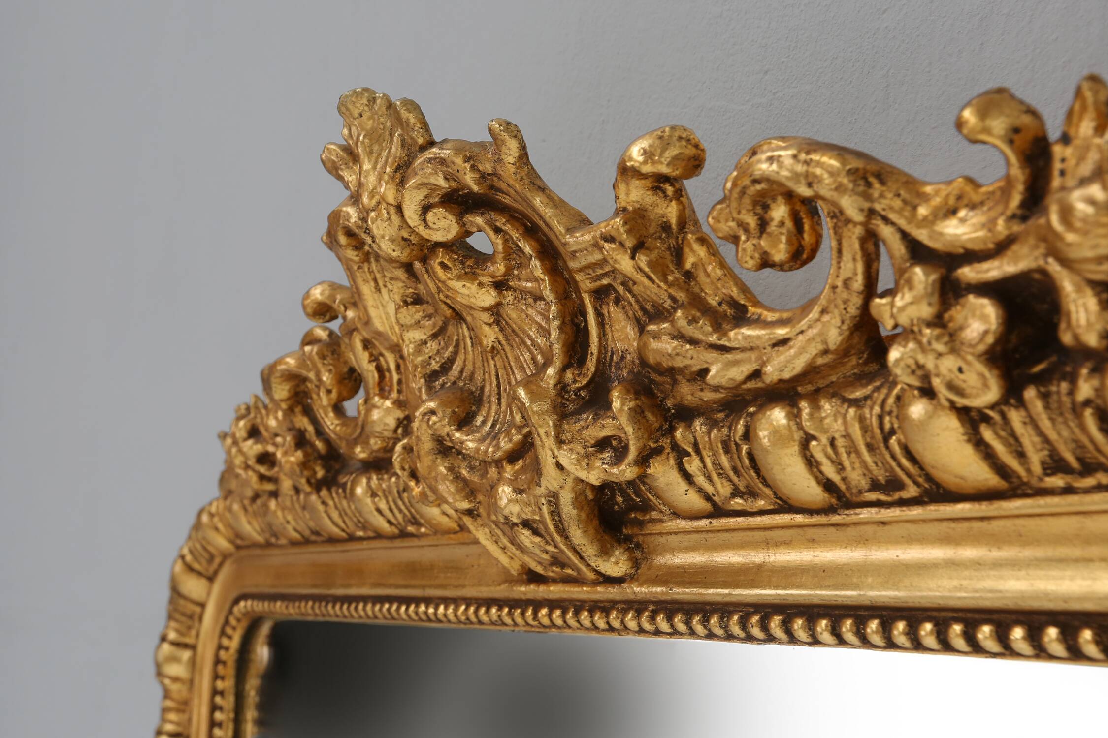 Large French antique gilt wooden chimney mirror, ca 1890