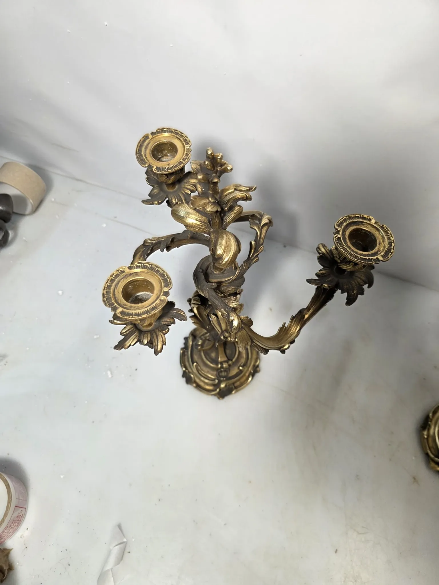 Pair of Louis XV style bronze candlesticks from the 19th century.