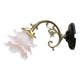 Swan neck wall light in brass with rose petal glass shade.