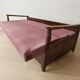 Burgundy folding sofa bed by Edmund Homa, mid-century modern, 1960s, Czechoslovakia, 200 × 88 × 80 cm