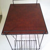 Table en métal noir mat range-vinyles vintage