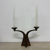 Brutalist bronze candle stick by Michael Harjes , 1970s
