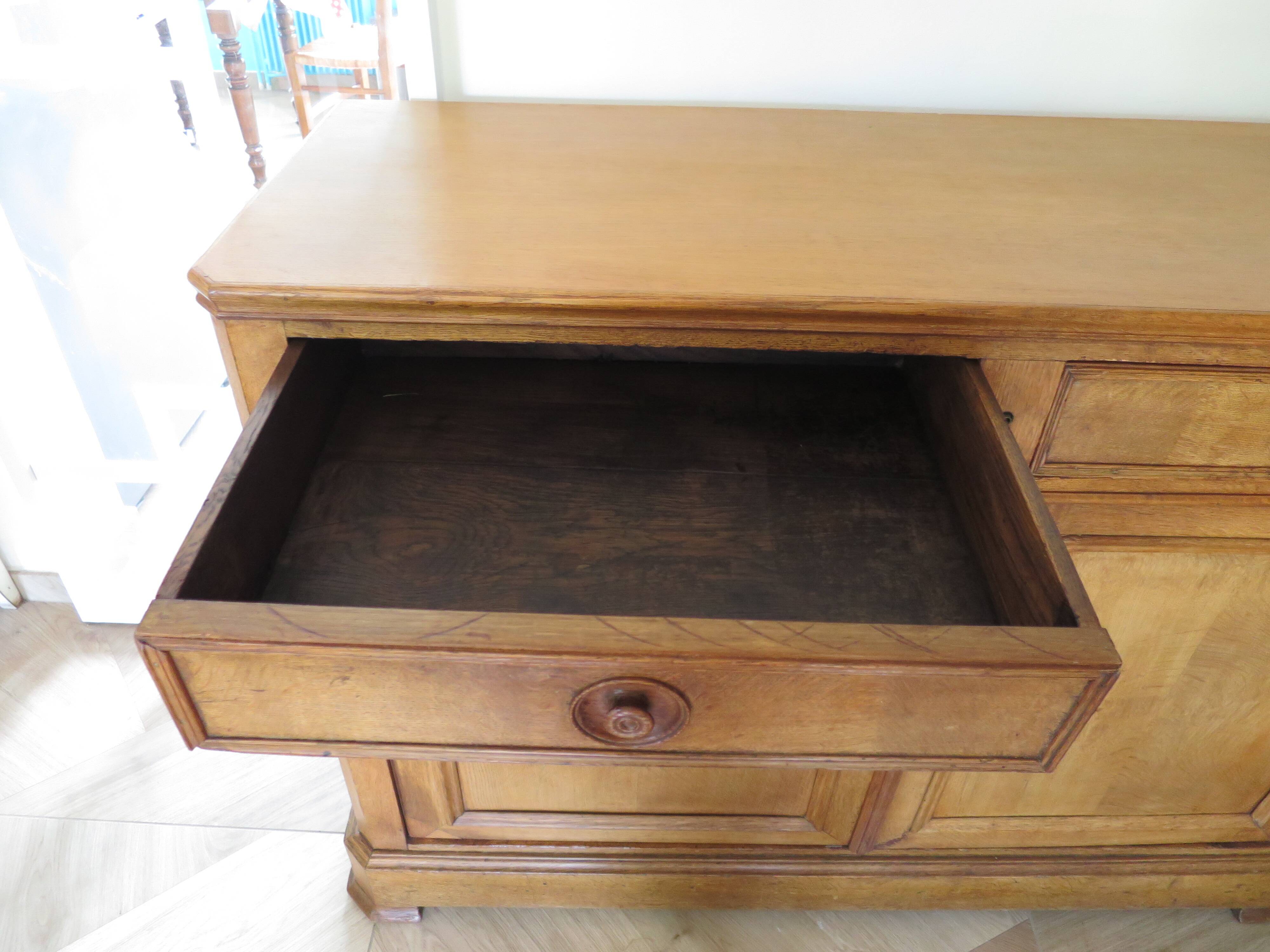 Old - Beautiful solid oak sideboard - 2 doors - 2 drawers in golden oak color