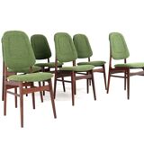 Ensemble de 6 chaises de salle à manger en teck hollandais design vintage