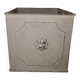 Square planter with patinated iron lion heads
