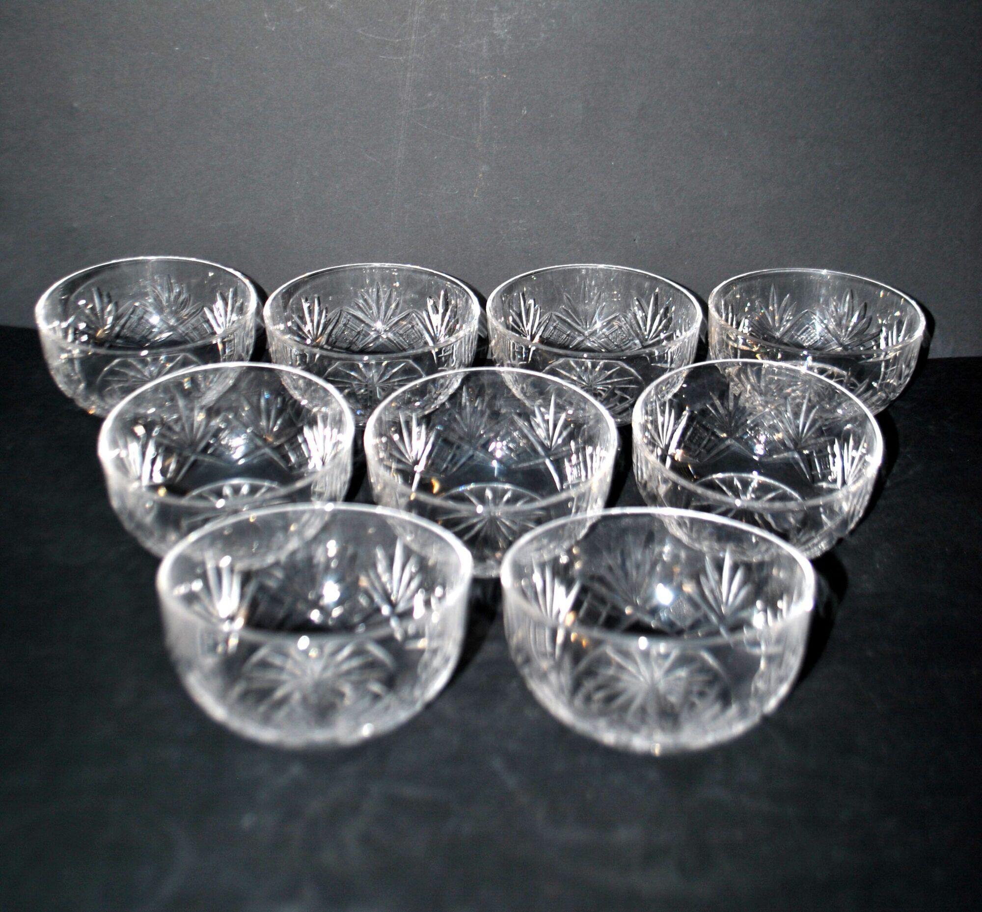 Lorraine crystalware set of 9 cut crystal bowls model Junon Lemberg Chantilly
