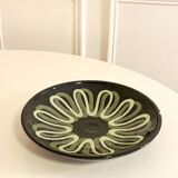 large ceramic bowl, abstract patterns, Black & Yellow, Made in Belgium,