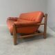 Brutalist, Brazilian style leather lounge sofa, 1960s