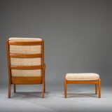 Ensemble de fauteuil à dossier haut et ottoman Senator en teck par Ole Wanscher pour Poul Jeppesen Collectors, Cado, années 1960