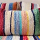 Multicoloured bohemian floor cushion – Handwoven striped recycled cotton