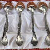 Set of 6 small silver metal teaspoons