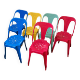 Suite de 6 Chaises style Tolix Multicolores  Design industriel