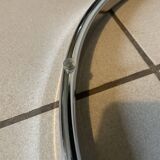 Coffee table with 3 chrome and smoked glass tops.