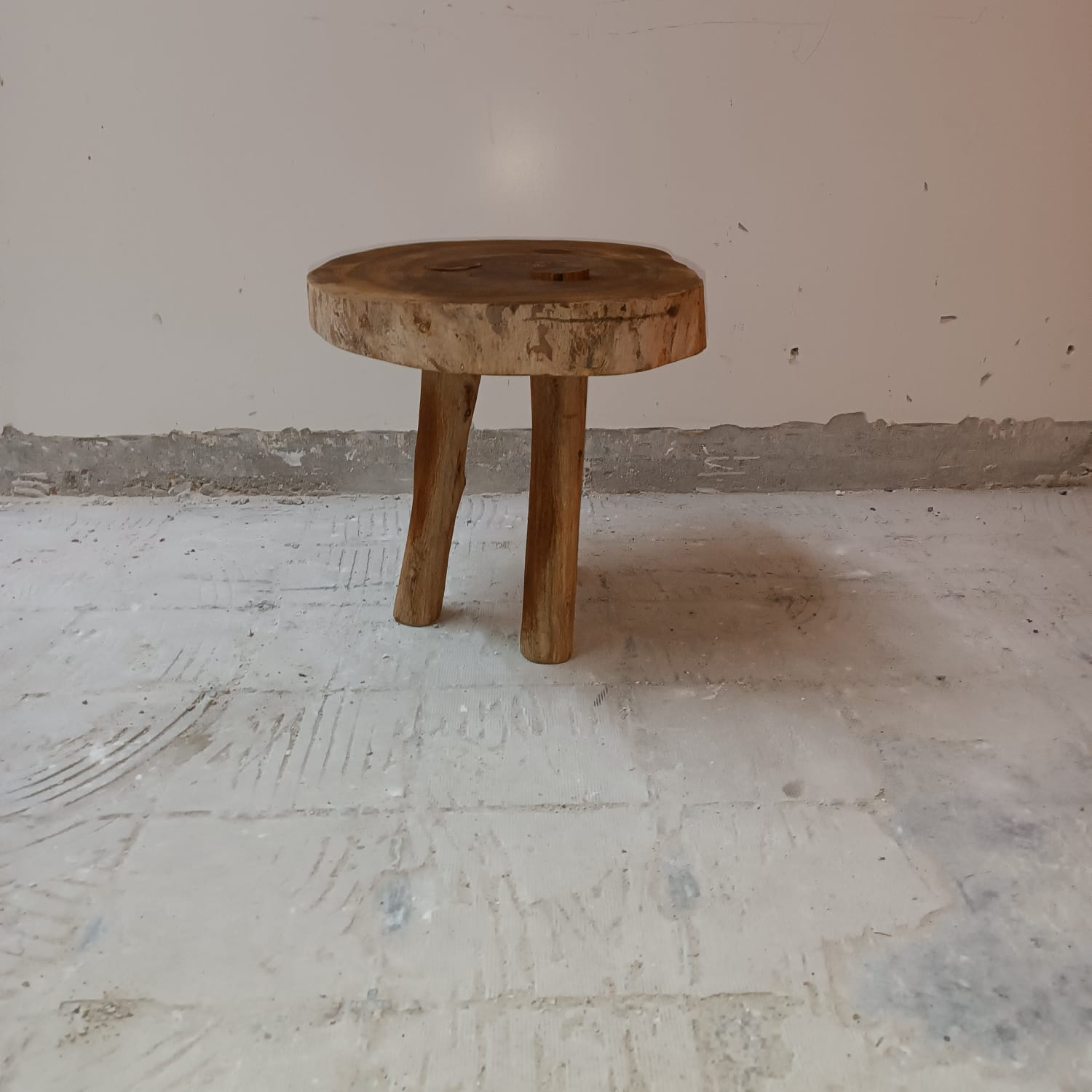 Brutalist solid wood stool
