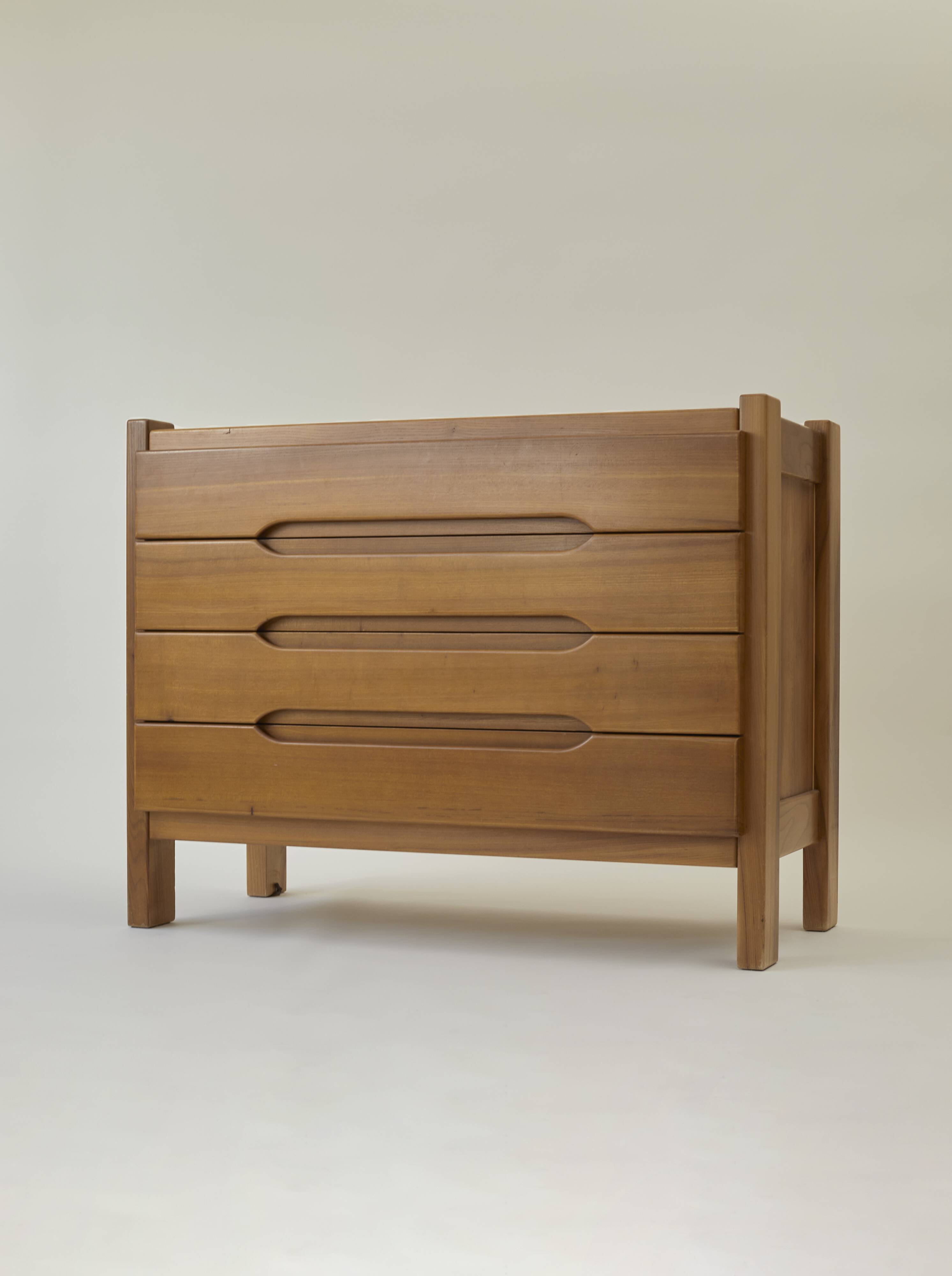 Maison Regain blond elm chest of drawers vintage circa 1970