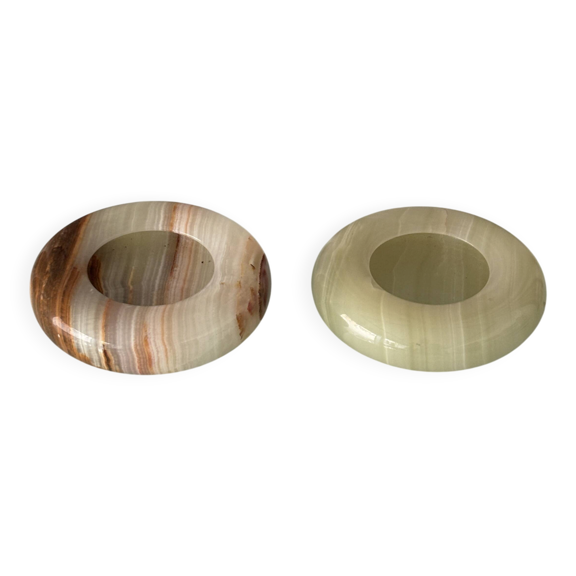 Pair of Vintage Italian Onyx Ashtrays / Catchall Dishes – 1970s