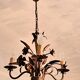 Chandelier with ears of wheat and flowers in gilded metal