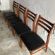 Lot de 4 chaises bois et simili cuir noir, chaise scandinave, chaise bois