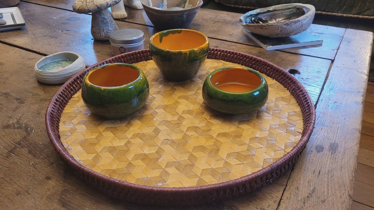 Small handmade bamboo tray from Cambodia
