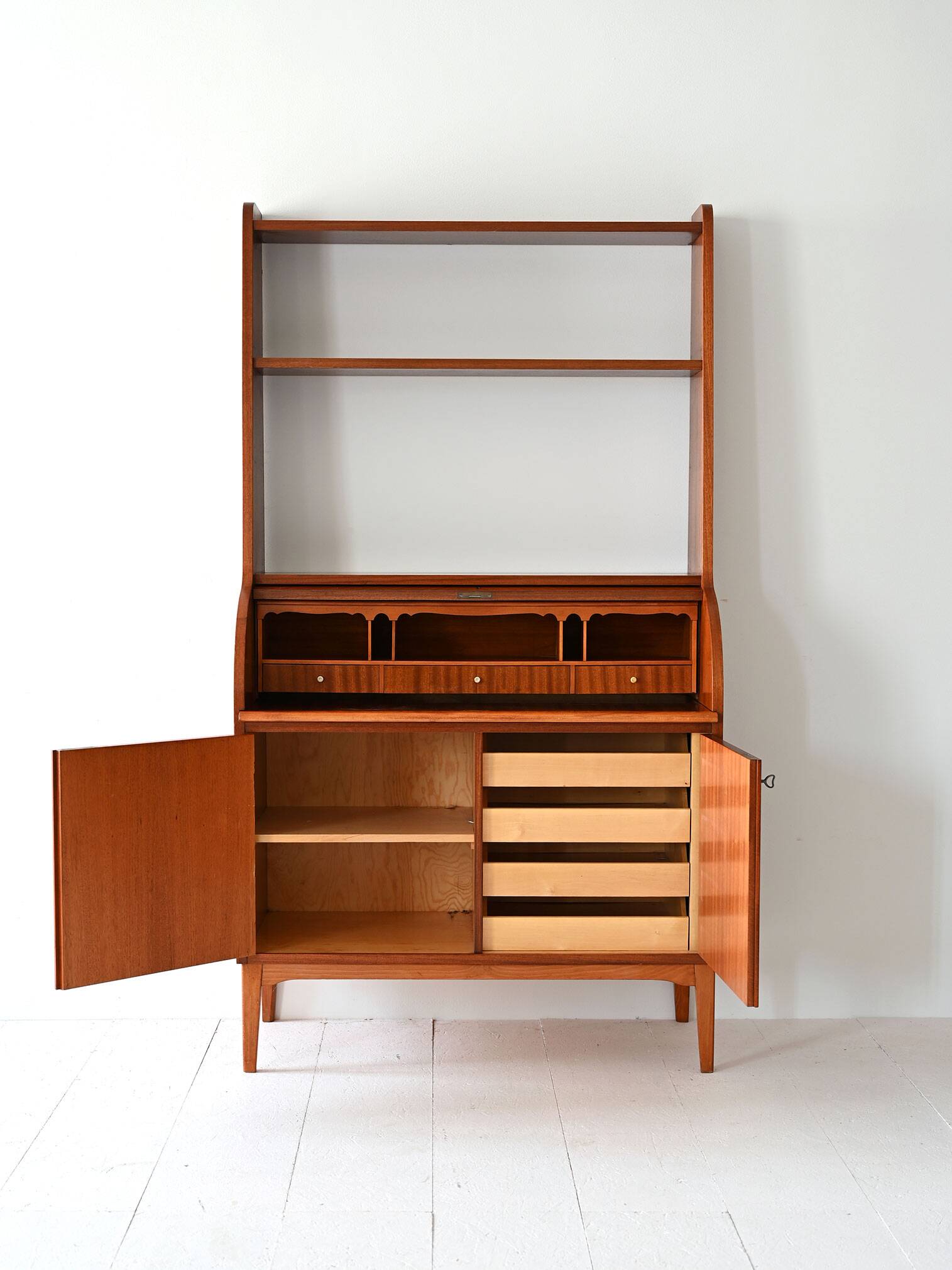 Scandinavian bookcase with writing desk