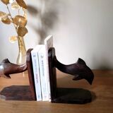 Wooden bookends in the shape of dolphins, vintage 1970.