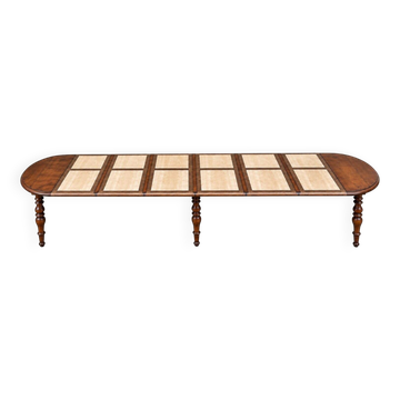 Table ovale extensible Louis-Philippe chêne massif XIXe siècle