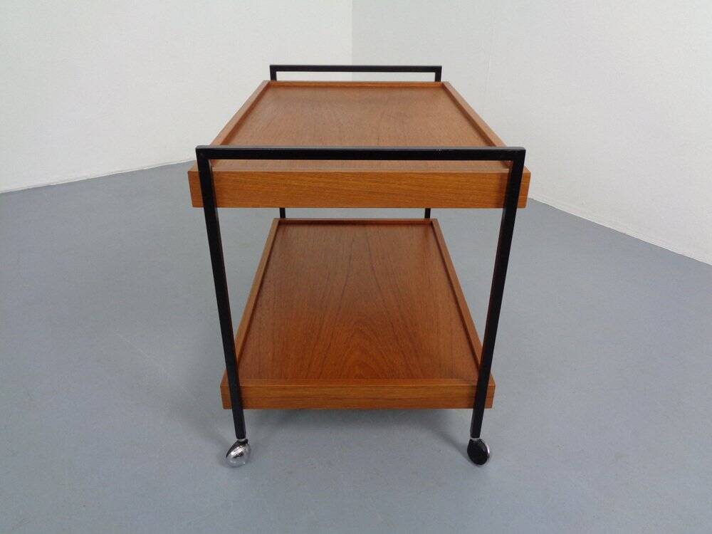 Minimalist Rollable Teak Serving Cart, 1960s