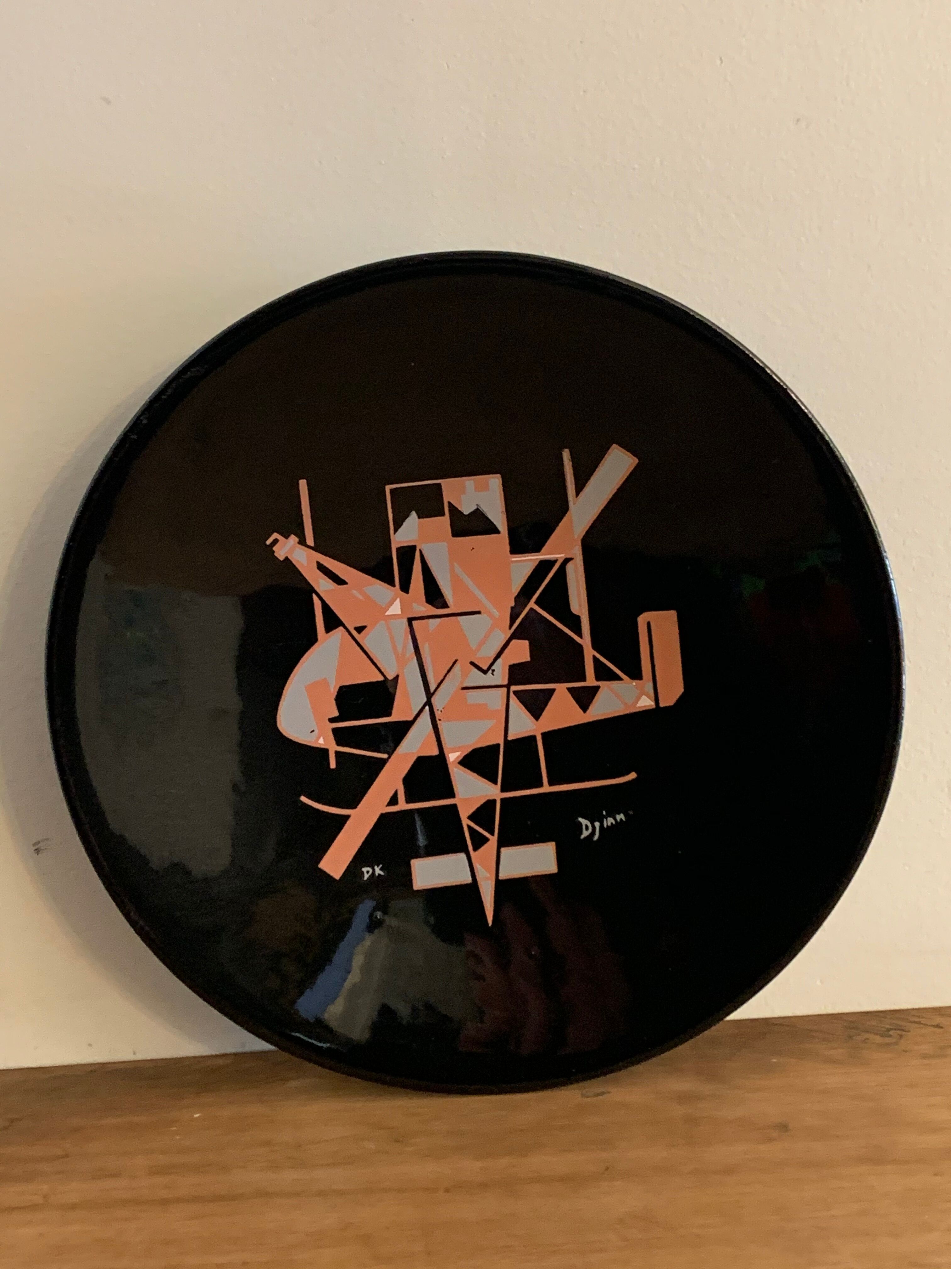 Empty Djinn enamelled black ceramic pockets, helicopter aviation theme