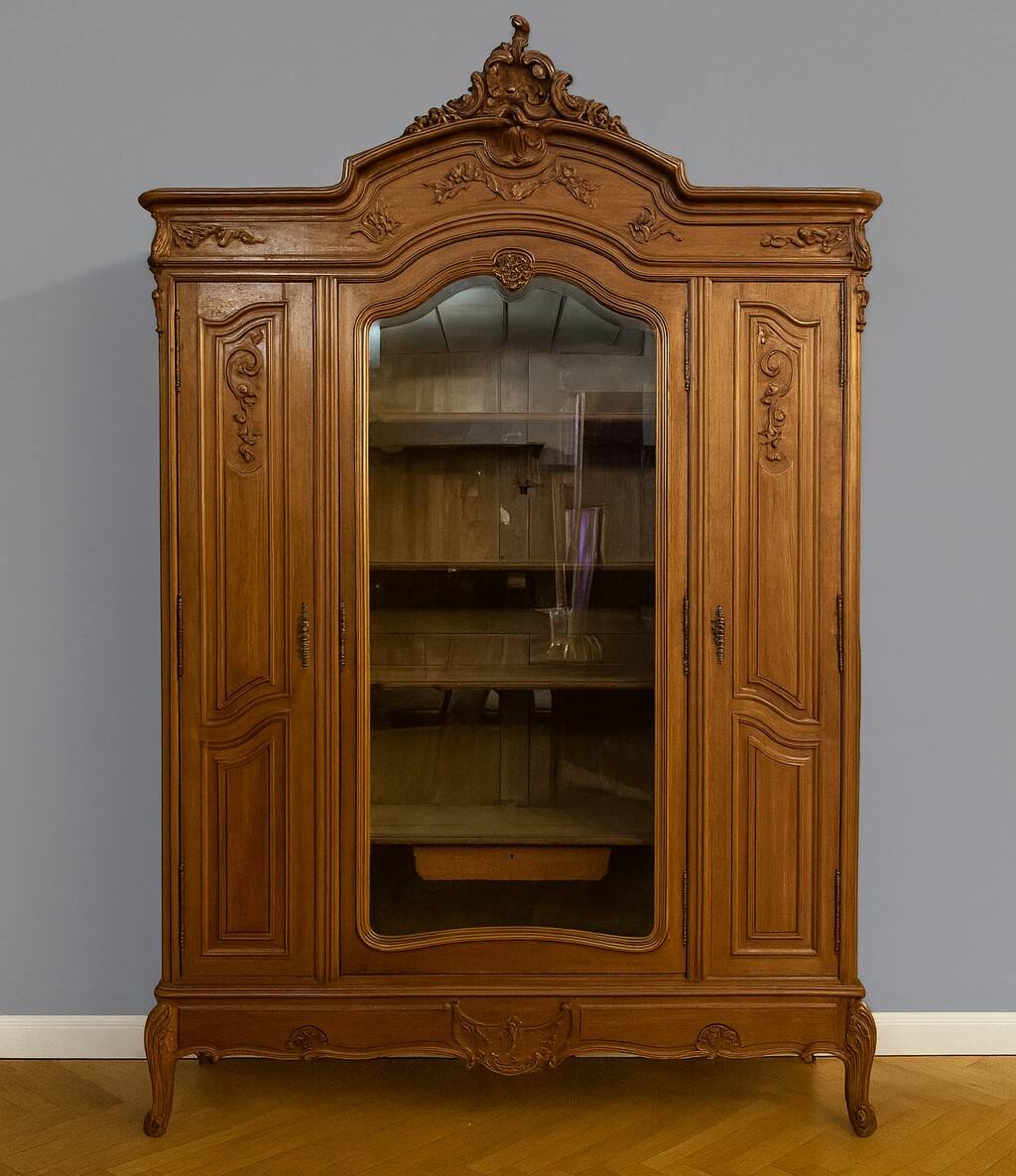 Louis XV rococo style library in carved walnut