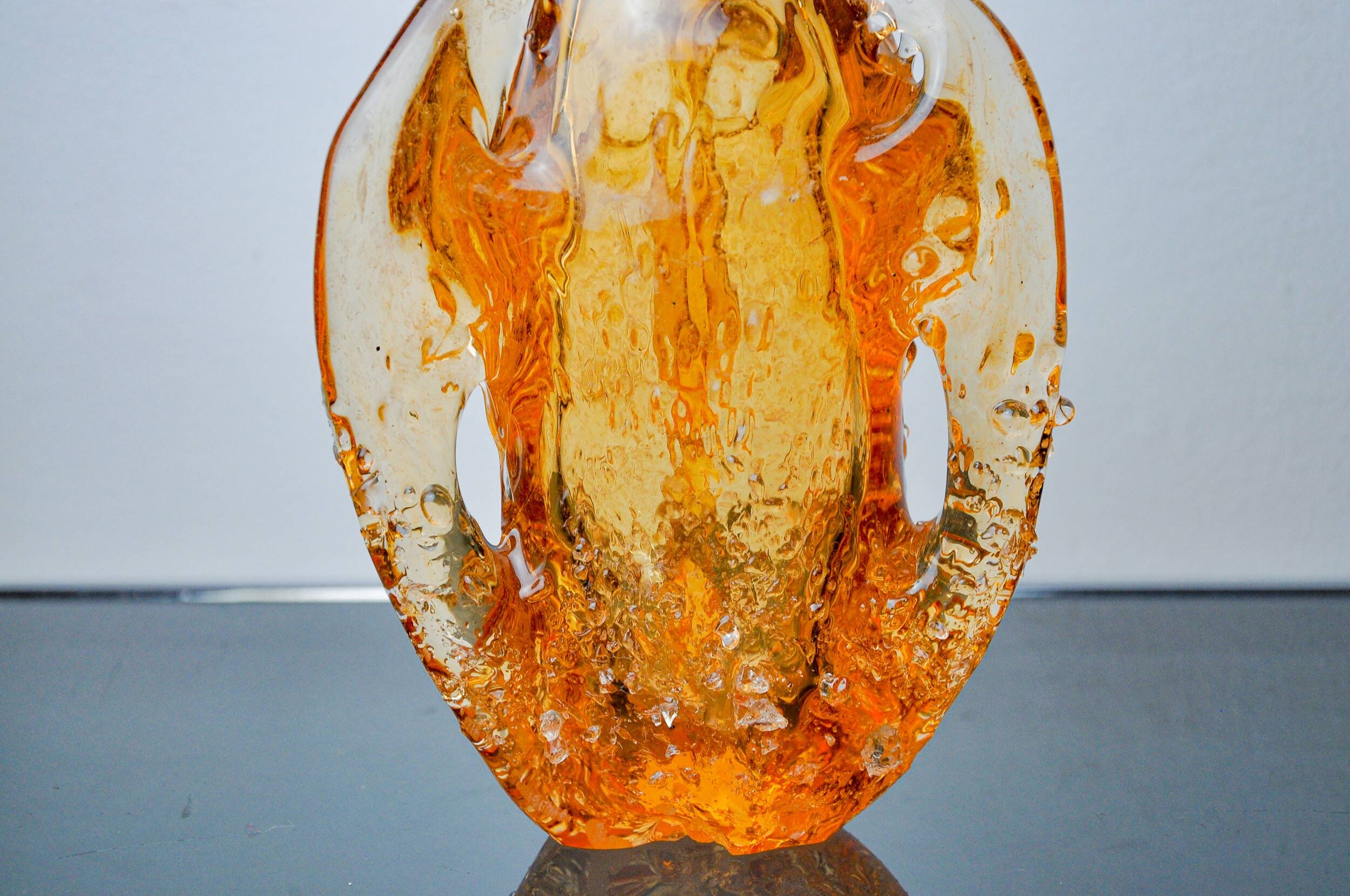 Orange Seguso vase, frosted Murano glass, Italy, 1970