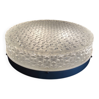 Round ceiling light in holophane glass, 1960s