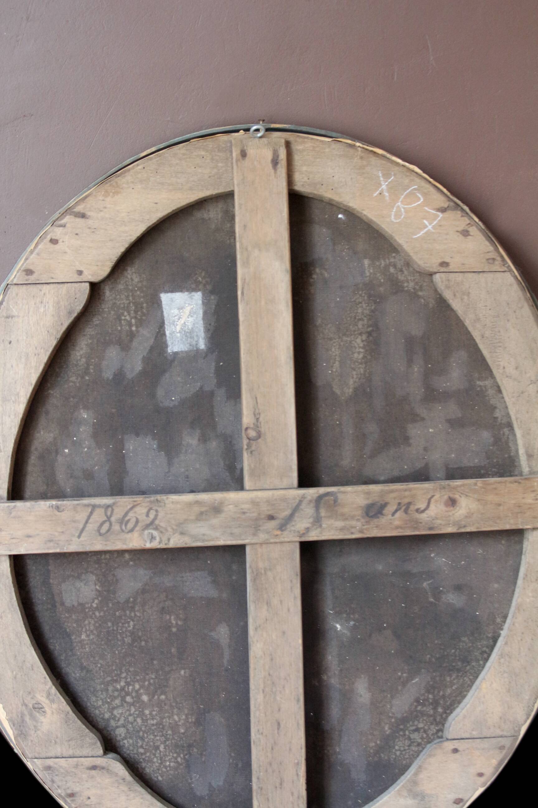 Painting: LETOURNELLE (19th century). Portrait of a schoolgirl. 1862.