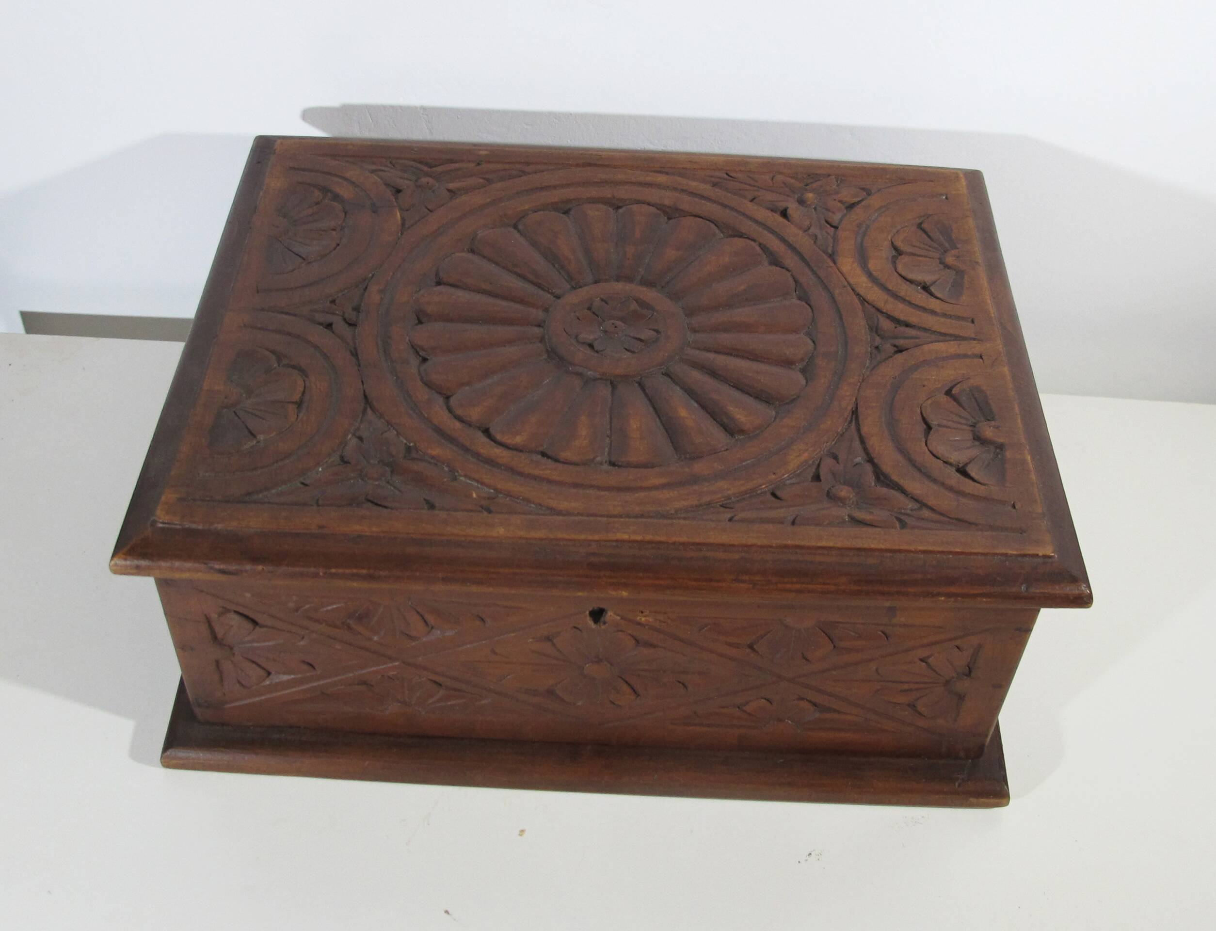 Carved wooden box