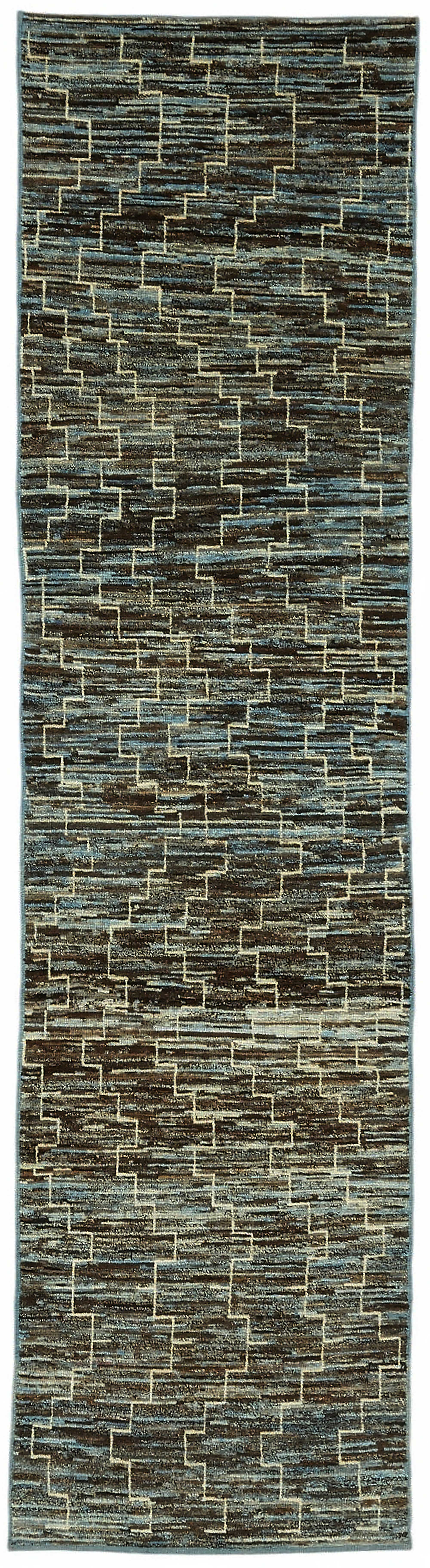 Handmade Tribal Decorative 84 cm x 340 cm Blue Wool Runner Carpet