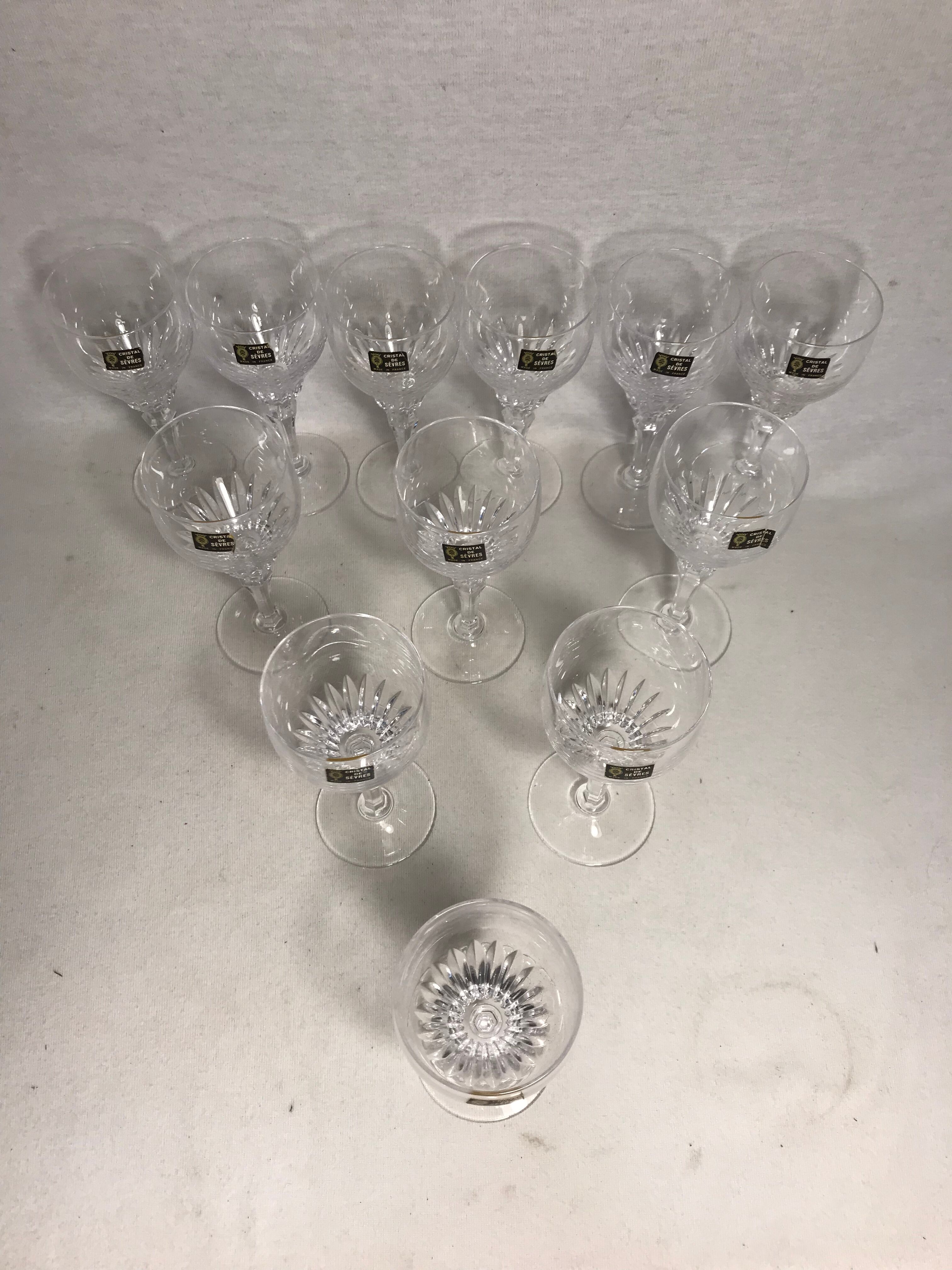 Set of 12 crystal port wine stemware of sevres France