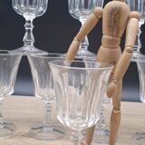 Set of 8 large Baccarat Lauzun crystal wine glasses
