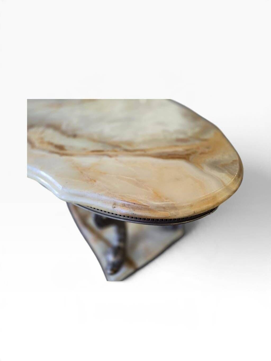 Vintage brass coffee table with onyx top.