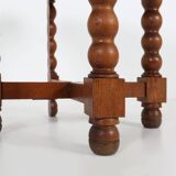 Antique French octangular folding table in solid oak, ca. 1850