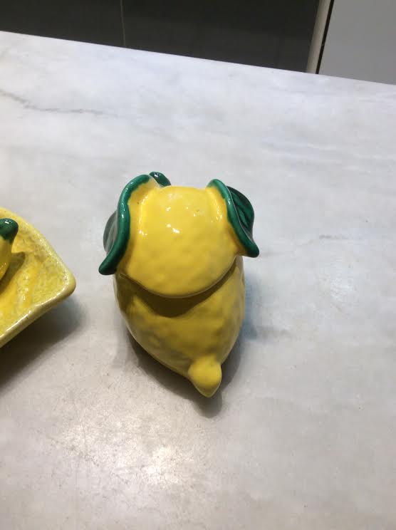 Leaf with salt and pepper shaker