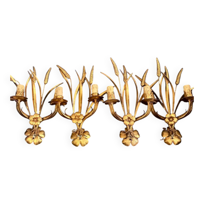 4 appliques en métal ''Épis de blés'' Maison Charles, 1980